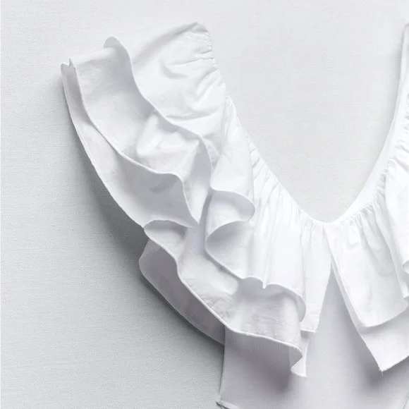 Zara ruffled bodysuit white NWT - Picture 6 of 6